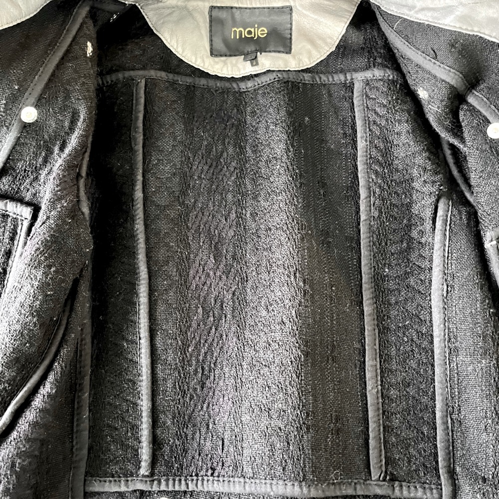 Maje 100% genuine leather motorcycle biker jacket size 36 - Picture 15 of 16